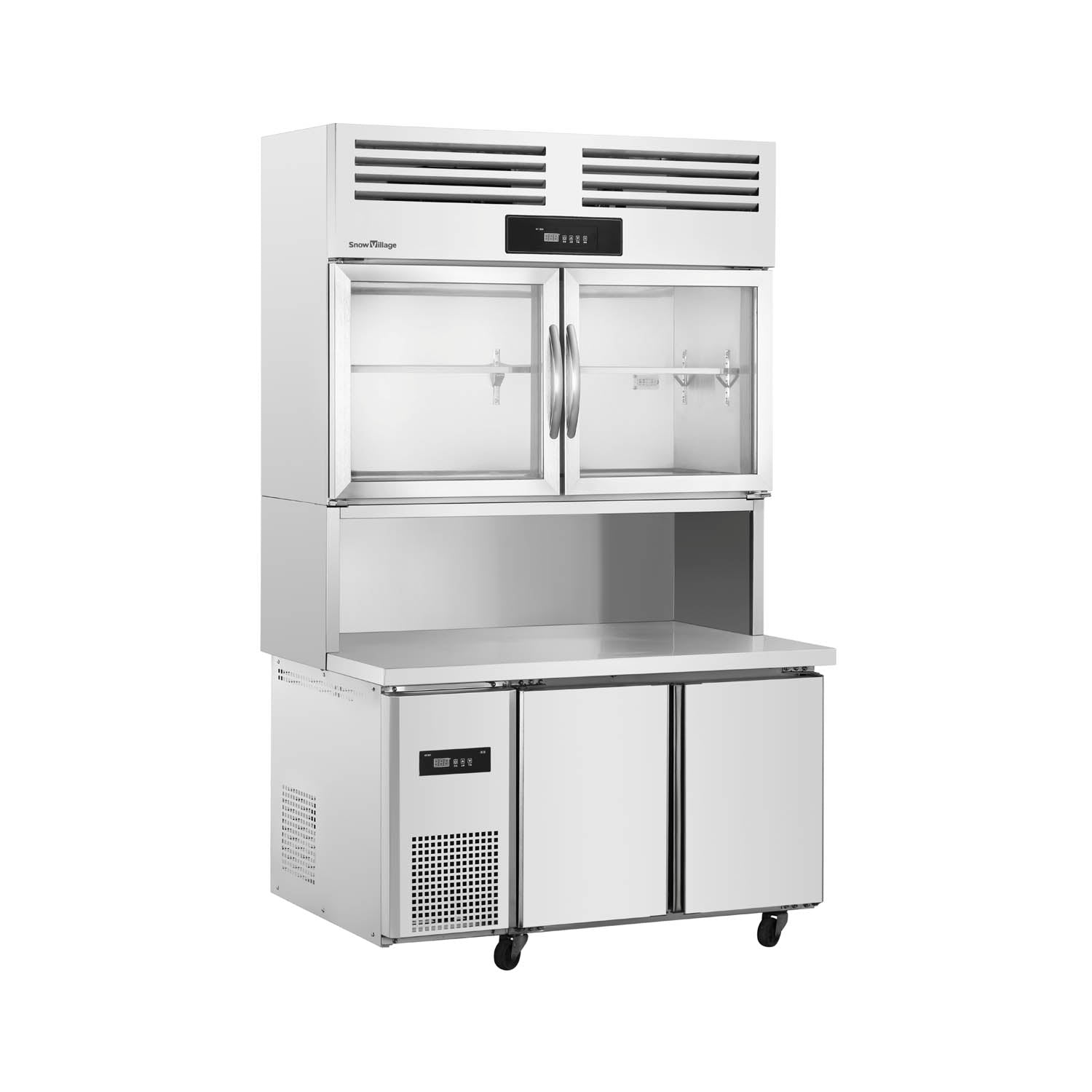 Refrigerador de cocina Serie de gabinetes secundarios PLRD - 2/3 puertas superiores de vidrio