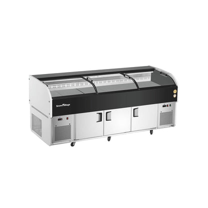Mesa de exhibición Ice SS-FZ Serie de temperatura dual plana/Tri-Steps - 3 puertas corredizas