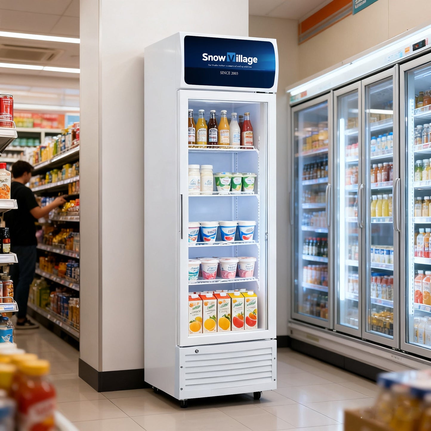 Vitrina vertical con puerta de vidrio Serie LC-A de refrigeradores de enfriamiento estático estándar - Puerta única (marco de plástico)
