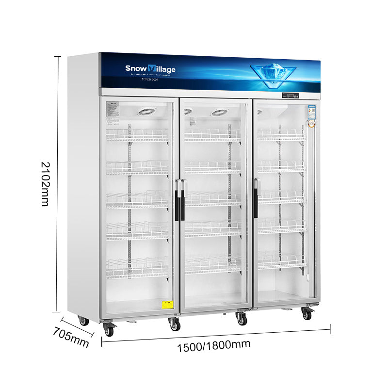 Vitrina vertical con puerta de vidrio Serie LC de refrigeradores de enfriamiento ventilados estándar - 2/3 puertas